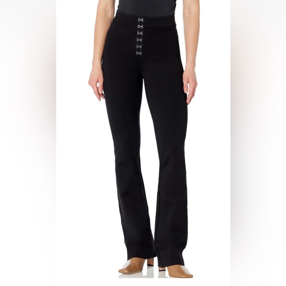 PAIGE Miriel Pants Black Exposed Hook & Eye Closure Boot Cut Women's 26 EUC